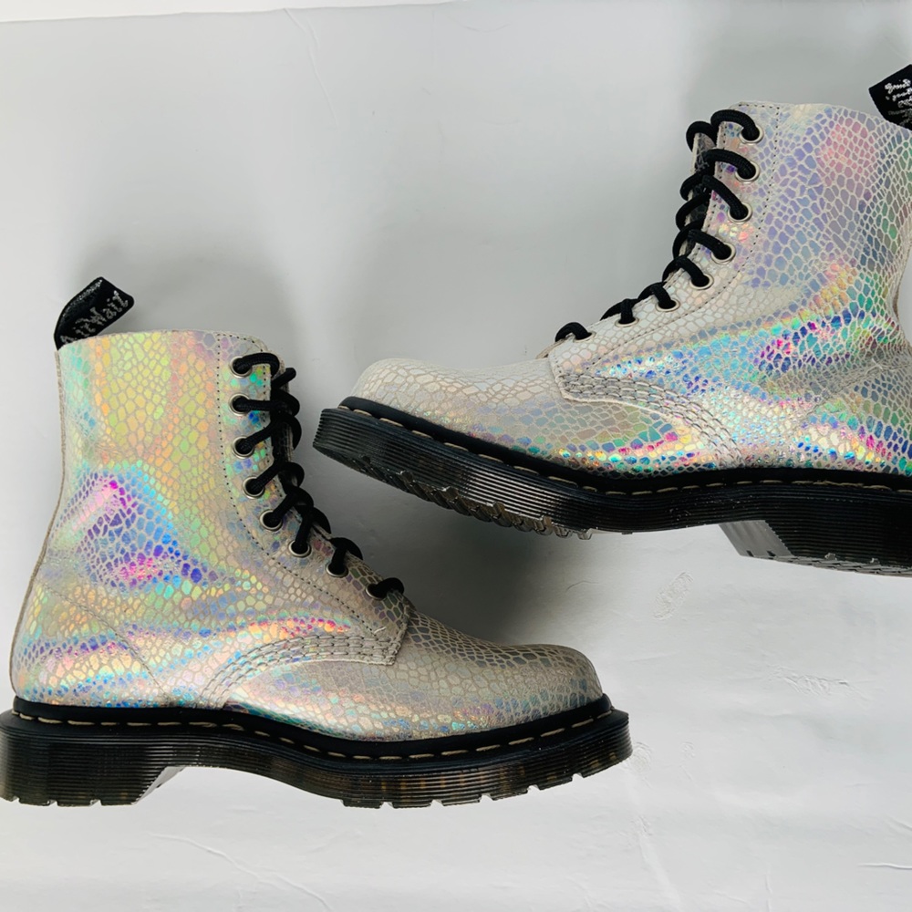 Dr. Martens 1460 Pascal Metallic Snake Shimmer  Festival Lace Up Combat Boots - Picture 6 of 11